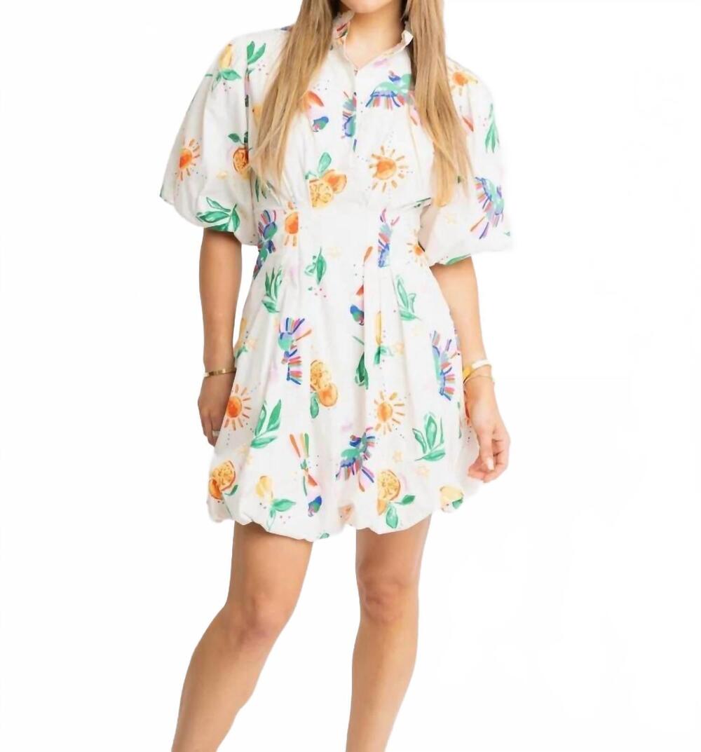 NEW KARLIE paradiso puff mini dress in white